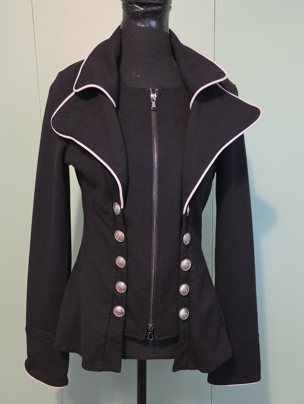 Joseph Ribkoff Black Peplum Military-Style Jacket Size 6